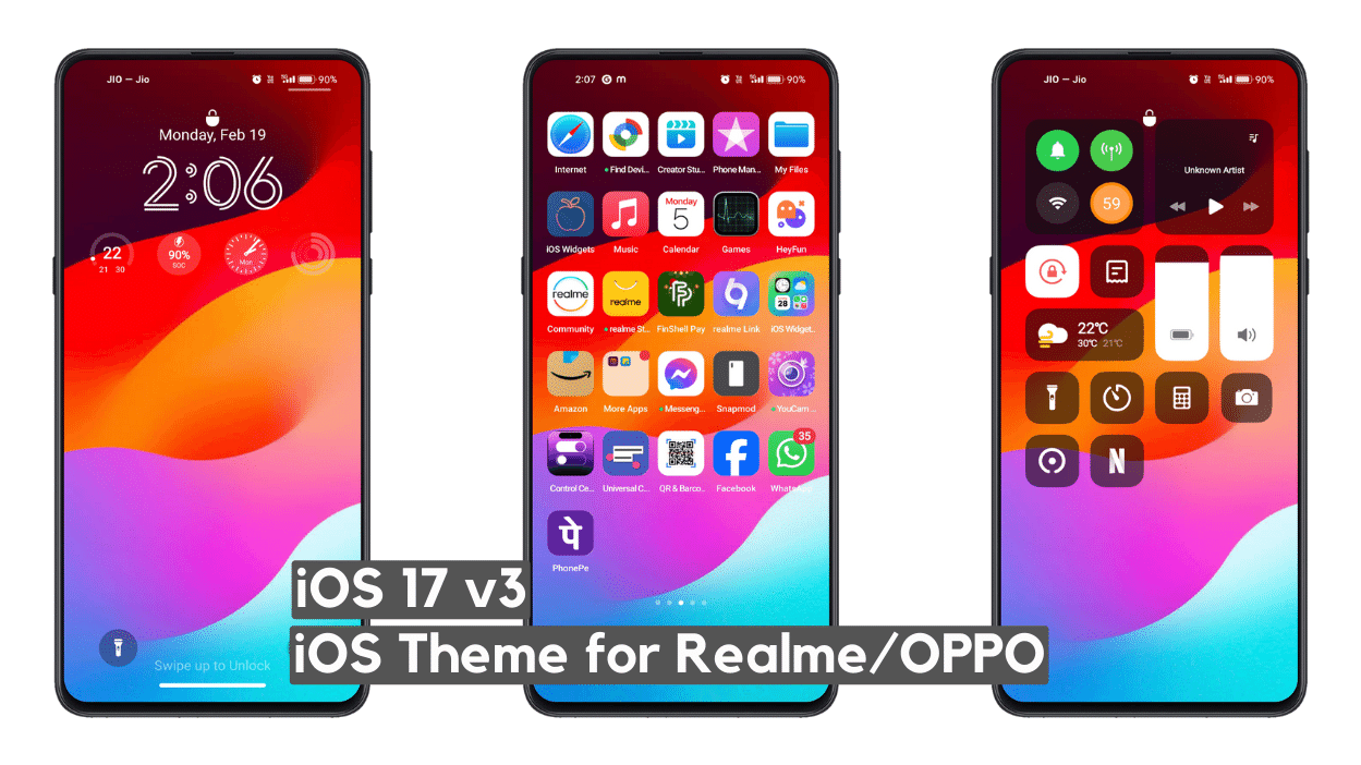 iOS 17 V3 iOS Theme for Realme UI & OPPO with cool Lockscreen