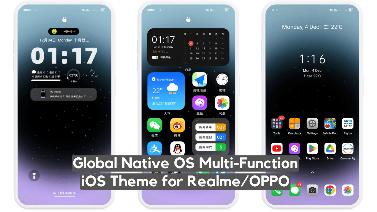 Global  Native OS Multifunctional iOS Theme for Realme UI & OPPO