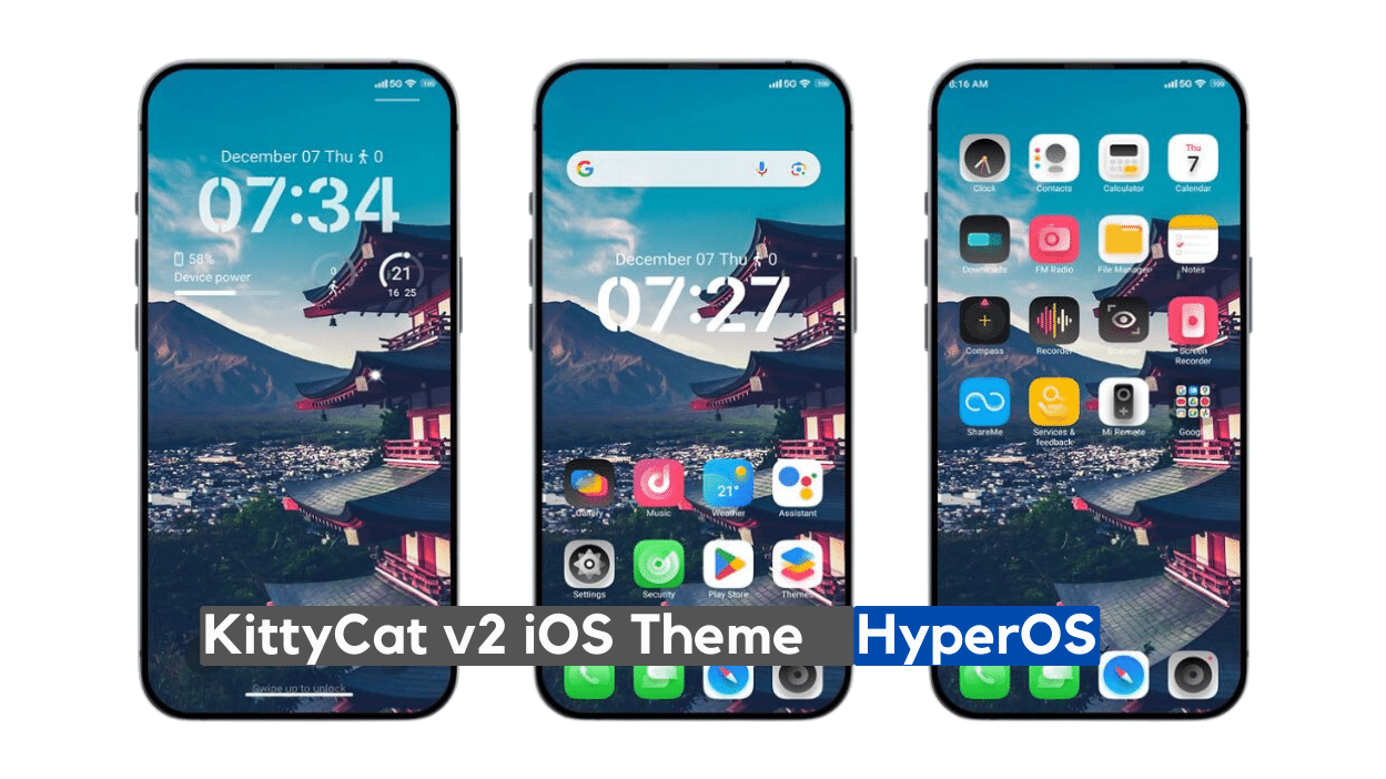 KittyCat v2 iOS Theme for HyperOS with Minimal iOS